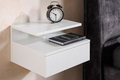 Hängender Nachttisch FLOATING 35cm weiß Regal mit Schublade