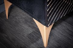 Handgearbeitetes Highboard GOLDEN SUNSET 120cm mit 3D Schnitzereien schwarz gold Mangoholz