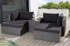 Outdoor Gartenlounge Set XXL MODULAR grau Polyrattan Sitzgruppe wetterfest inkl. Kissen