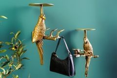 2er Set Wandgarderobe WILDLIFE BIRDS 45cm gold Metall Hammerschlag Design handmade