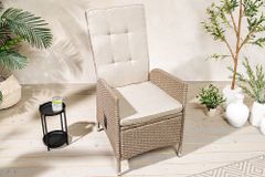 Outdoor Gartenstuhl SYLT natur beige Polyrattan Hochlehner mit Armlehne verstellbar wetterfest