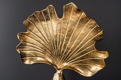 Handgefertigte Servierplatte WILDLIFE PEACOCK 40cm gold Metall Pfauen-Skulptur