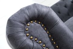 Design 3er Sofa CHESTERFIELD 200cm antik grau Federkern 3-Sitzer Loungesofa