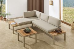 Modulare Garten Sitzgruppe ORLANDO LOUNGE 240cm champagner greige Aluminium wetterfest inkl. Kissen