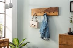 Massivholz Wandgarderobe MAMMUT 80cm braun Sheesham stone finish 6 Kleiderhaken