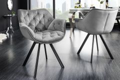 Drehbarer Stuhl THE DUTCH COMFORT Samt grau mit Armlehnen Modern Design