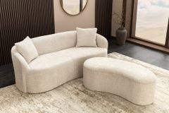 Extravagantes Sofa ELEMENTAL 180cm champagner beige Feinstrick Bouclé 2-Sitzer