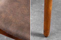 Design Stuhl KENNEDY braun massives Sheeshamholz mit Polstersitz Microfaser