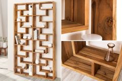 Massivholz Bücherregal JAVA 200cm natur Teakholz Standregal Raumtrenner recycelt