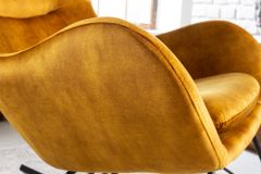Design Schaukelstuhl SCANDINAVIA SWING senfgelb Samt Sessel