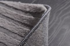 Runder Teppich WAVE 80cm anthrazit 3D strukturierter Kurzflor Indoor Hoch-Tief-Effekt