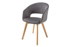 Design Stuhl NORDIC STAR grau Strukturstoff Massivholz mit Armlehne gepolstert