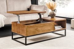 Höhenverstellbarer Couchtisch MAKASSAR FUNCTION 110cm braun Mangoholz honey finish