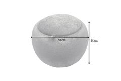 Runder Couchtisch ORBIT 50cm grau Bouclé Hocker mit Tablett und Stauraum