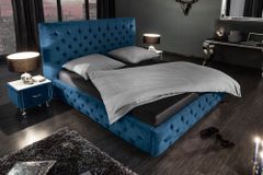 Design Doppelbett PARIS 180x200cm dunkelblau Samt Chesterfield