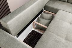 Modernes Ecksofa NORWAY 250cm taupe Vogue Velours Samt Schlafsofa mit Stauraum