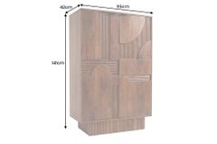 Massiver Barschrank ART DECO 140cm braun Mangoholz 3D-Front Highboard Flaschenregal