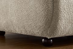 Moderner Hocker ADLON 100cm champagner greige Bouclé Federkern Fußhocker Sitzhocker