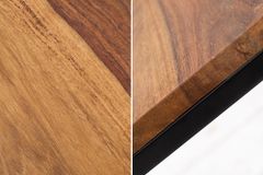 3er Set Beistelltisch ELEMENTS 40cm braun Sheesham Massivholz stone finish Metall