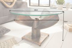 Maritimer Couchtisch OCEAN M 60cm kupfer geflammt rund Schiffsschraube Glasplatte