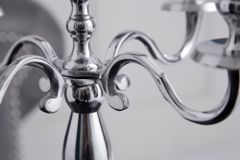 Kerzenständer MODERN BAROCK 40cm silber 5-armig Lüster Aluminium poliert Kerzenhalter