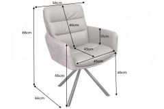 Drehbarer Stuhl BIG GEORGE grau Echtleder Microfaser mit Armlehne schwarze Metallbeine