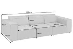 Design 3-Sitzer Sofa BOSSA NOVA 260cm grau Chenille XXL-Couch