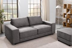 Großes Sofa LOFT 210cm grau Vogue Velours Samt 3-Sitzer Couch Taschenfederkern