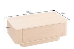 Nordischer Couchtisch VALHALLA WOOD 100cm natur Eichenholz mit Schublade