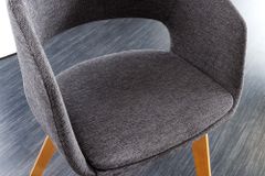 Design Stuhl NORDIC STAR grau Strukturstoff Massivholz mit Armlehne gepolstert