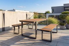 Wetterfester Gartentisch TAMPA LOUNGE 125cm grau natur Aluminium Metall Holz-Design Outdoor
