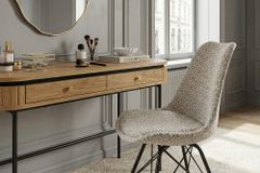 Design Stuhl SCANDINAVIA MEISTERSTÜCK beige grau Chenille schwarz Metallgestell