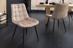 Design Stuhl ROADSTAR champagner greige Samt schwarze Metallbeine