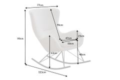 Design Schaukelstuhl SCANDINAVIA SWING weiß Bouclé Sessel schwarz Metall