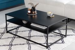 Moderner Couchtisch DURA STEEL 100cm schwarz Metall mit Ablagefach