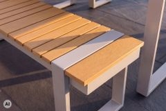 Moderne Outdoor Sitzbank TAMPA LOUNGE 160cm greige natur