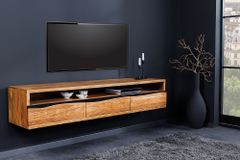 Hängendes TV-Lowboard MAMMUT 160cm braun Akazie honey finish Massivholz Baumkante