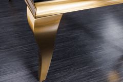Eleganter Couchtisch MODERN BAROCK 100cm schwarz Opalglas goldene Beine