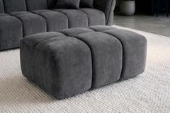 Moderner Hocker CLOUD 100cm grau Vogue Samtstoff Federkern Fußhocker Sitzhocker
