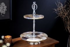 Deko Etagere NOBLE 35cm silber Edelstein handmade Achat Quarz Aluminium