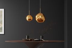 Runde Hängelampe LIQUID DIAMOND 20cm gold Glas Stahl Kugelleuchte