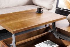 Höhenverstellbarer Couchtisch MAKASSAR FUNCTION 110cm braun Mangoholz honey finish