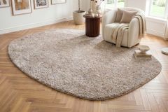 Design Teppich ORGANIC 350x240cm taupe Hochflor Indoor-Teppich organische Form