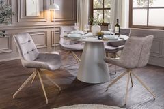Design Stuhl DIVANI taupe Samt beiges Metallgestell