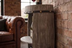 Elegantes Regal BODEGA 79cm natur Pinie halbes Weinfass Shabby Chic