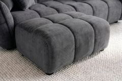 Moderner Hocker CLOUD 100cm grau Vogue Samtstoff Federkern Fußhocker Sitzhocker