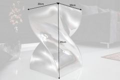 Skulp­tu­raler Beistelltisch TWIST 45cm silber Aluminium poliert Sitzhocker Modern Design