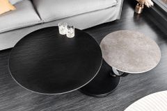 Design Couchtisch DANCING RINGS schwarz grau rund drehbar Keramik Metall