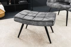 Moderner Hocker SCANDINAVIA grau Samt schwarze Metallbeine Fußhocker