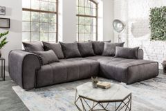 Modernes XXL Ecksofa CLAN 320cm anthrazit Samt Bigsofa inkl. Kissen